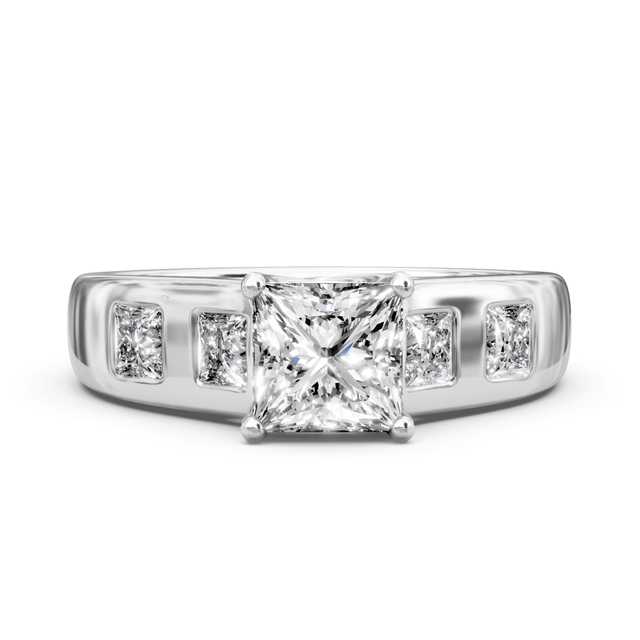 0.85-2.00 CT Princess Cut Natural Diamonds - Engagement Ring