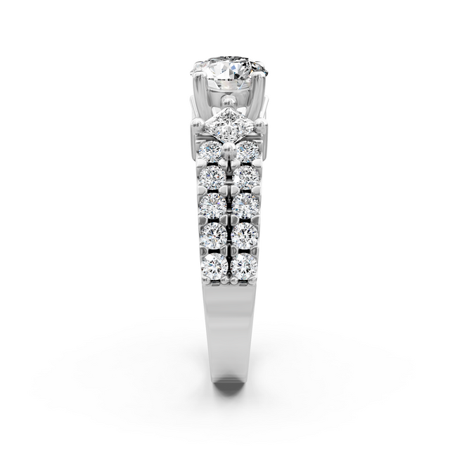 1.30-2.45 CT Princess & Round Cut Natural Diamonds - Engagement Ring