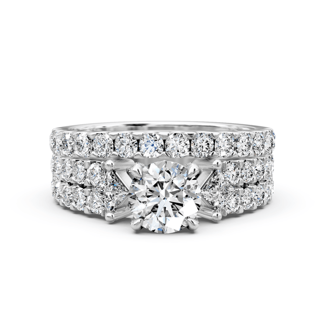 1.90-3.05 CT Princess & Round Cut Natural Diamonds - Bridal Set
