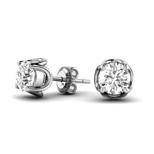 0.50-2.00 CT Round Cut Natural Diamonds - Stud Earrings