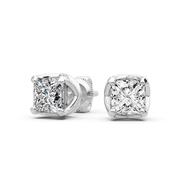 0.60-5.00 CT Princess Cut Lab Grown Diamonds - Stud Earrings