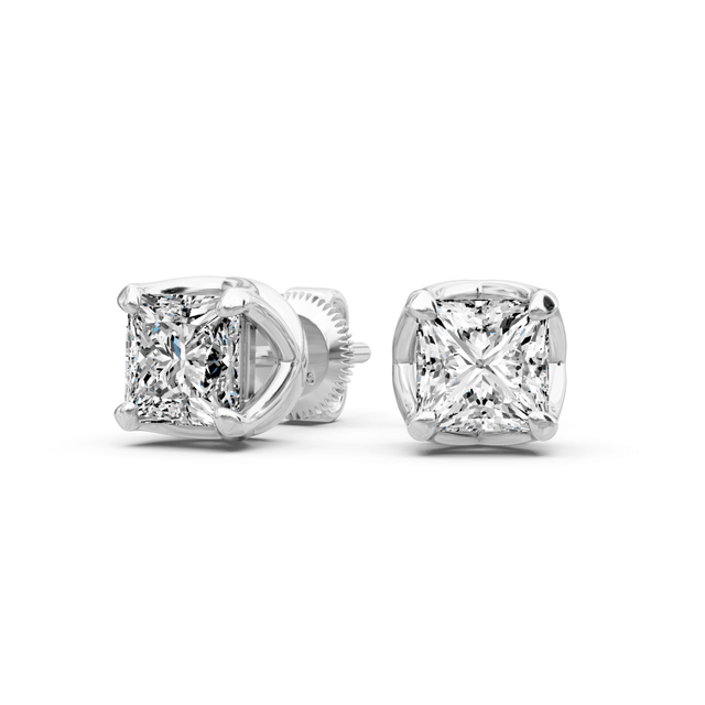 0.30-1.20 CT Princess Cut Natural Diamonds - Stud Earrings