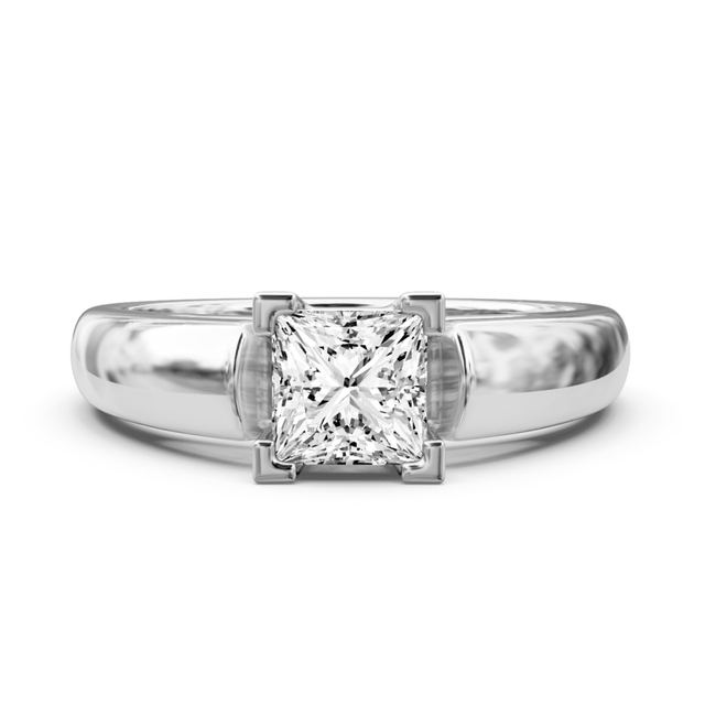 0.35-1.50 CT Princess Cut Natural Diamonds - Solitaire Rings