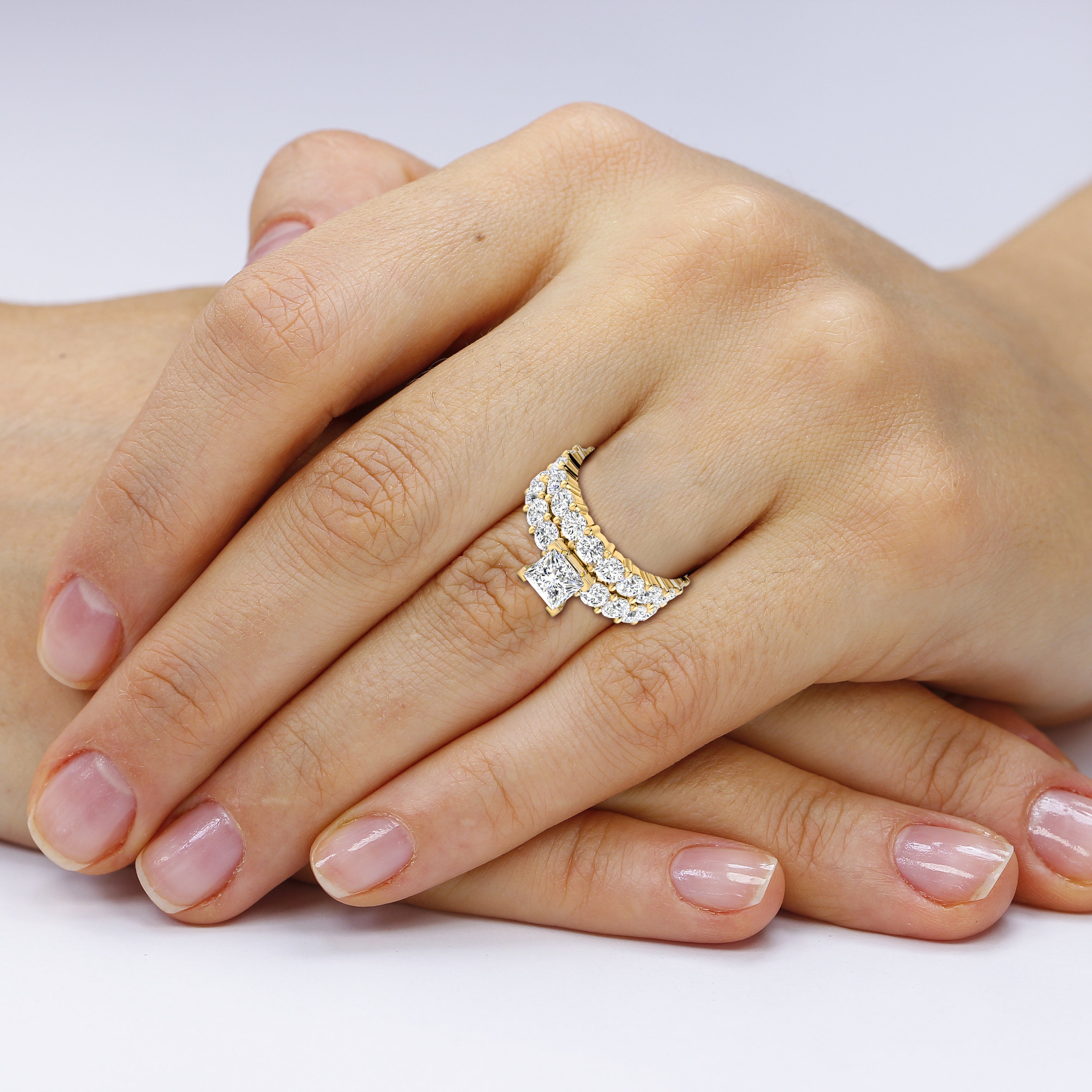 5.80-8.30 CT Round &amp; Princess Cut Lab Grown Diamonds - Bridal Set