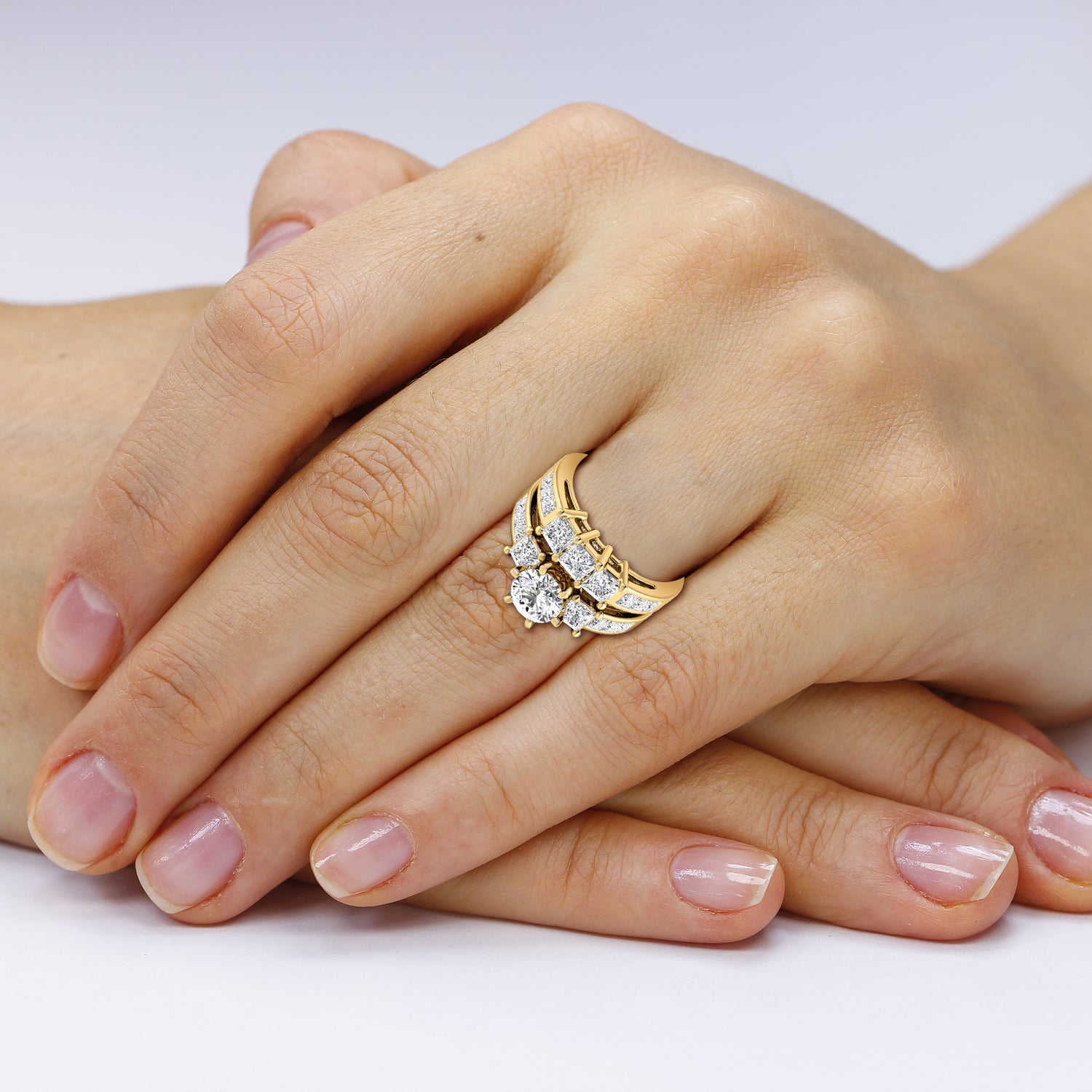 2.45-4.95 CT Princess Cut Lab Grown Diamonds - Bridal Set