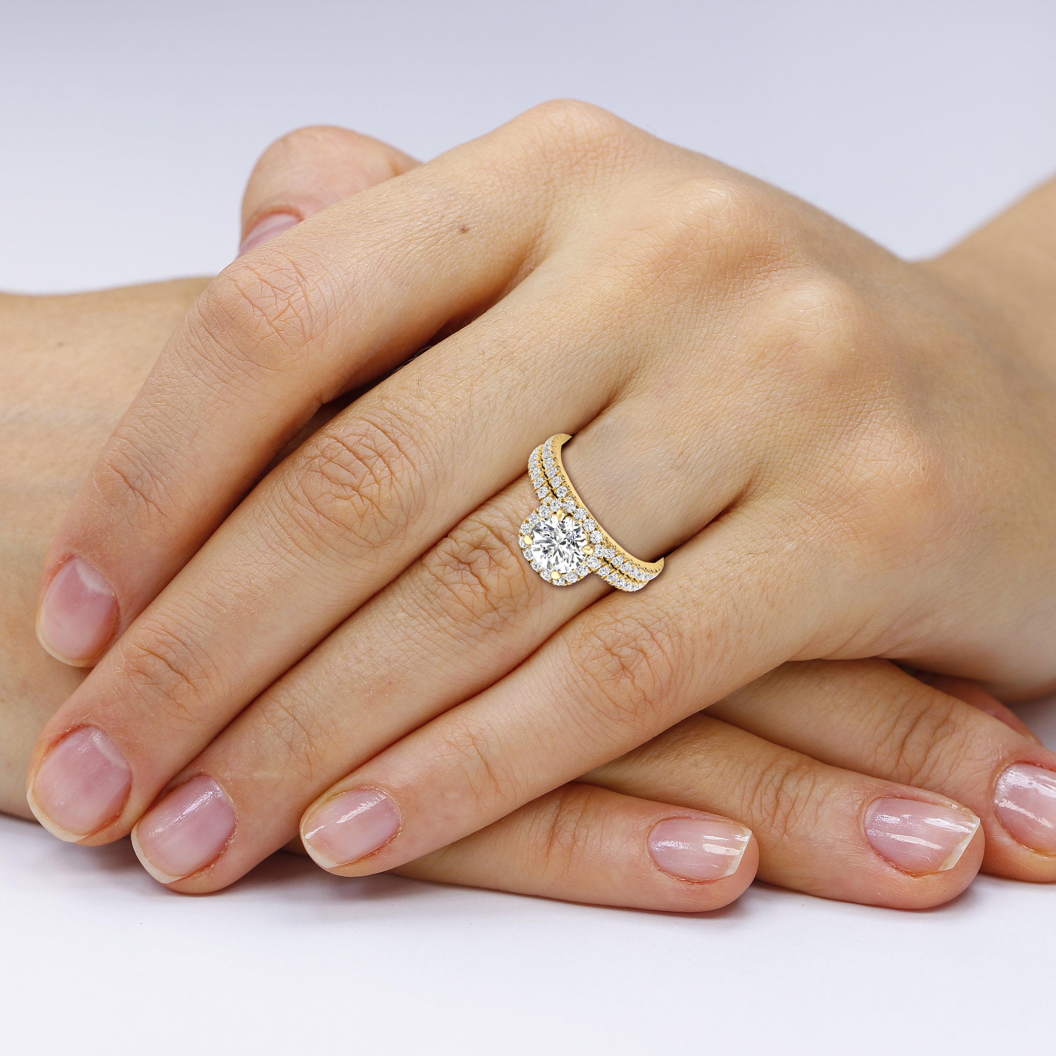 1.15-3.65 CT Round Cut Lab Grown Diamonds - Bridal Set