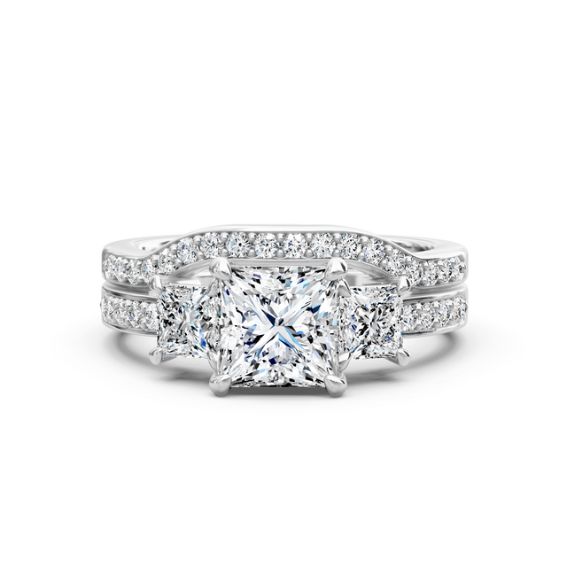 1.55-7.05 CT Princess & Round Cut Lab Grown Diamonds - Bridal Set