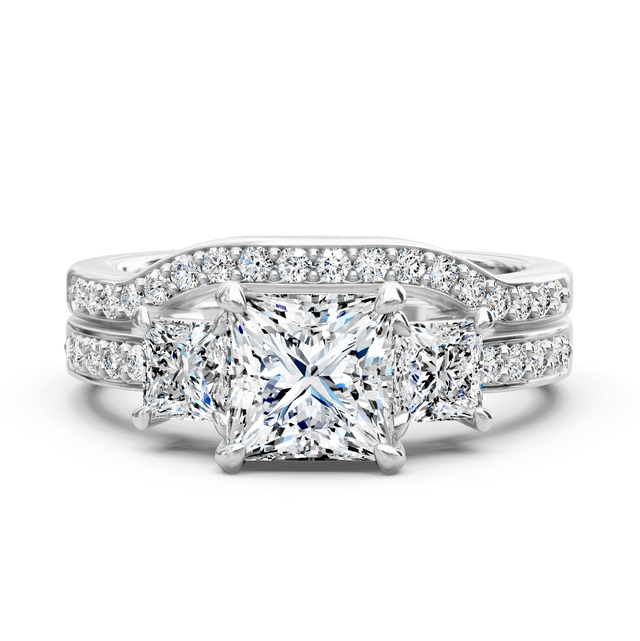 1.55-7.05 CT Princess & Round Cut Lab Grown Diamonds - Bridal Set