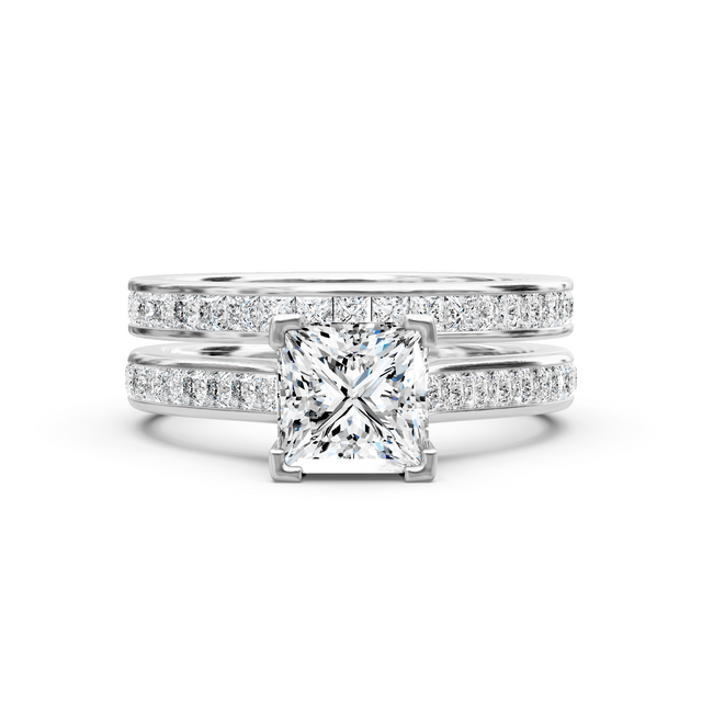 1.55-7.05 CT Princess Cut Lab Grown Diamonds - Bridal Set