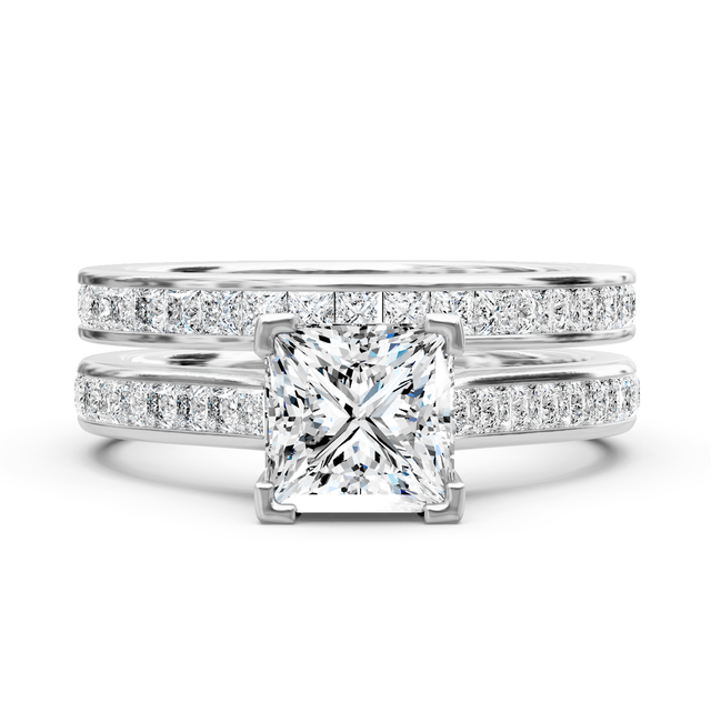 1.55-7.05 CT Princess Cut Lab Grown Diamonds - Bridal Set