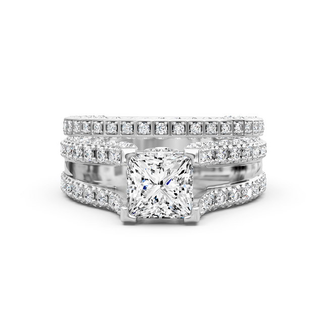 1.90-7.40 CT Princess & Round Cut Lab Grown Diamonds - Bridal Set