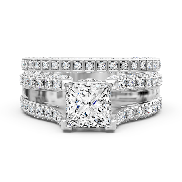 1.90-7.40 CT Princess & Round Cut Lab Grown Diamonds - Bridal Set