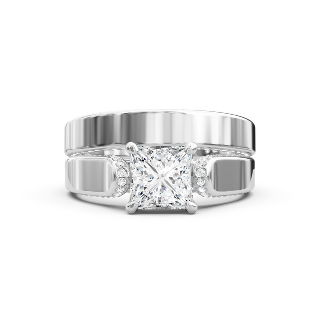 1.00-6.50 CT Princess & Round Cut Lab Grown Diamonds - Bridal Set