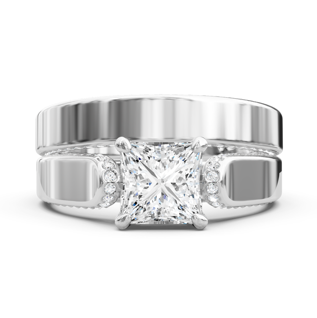 1.00-6.50 CT Princess & Round Cut Lab Grown Diamonds - Bridal Set