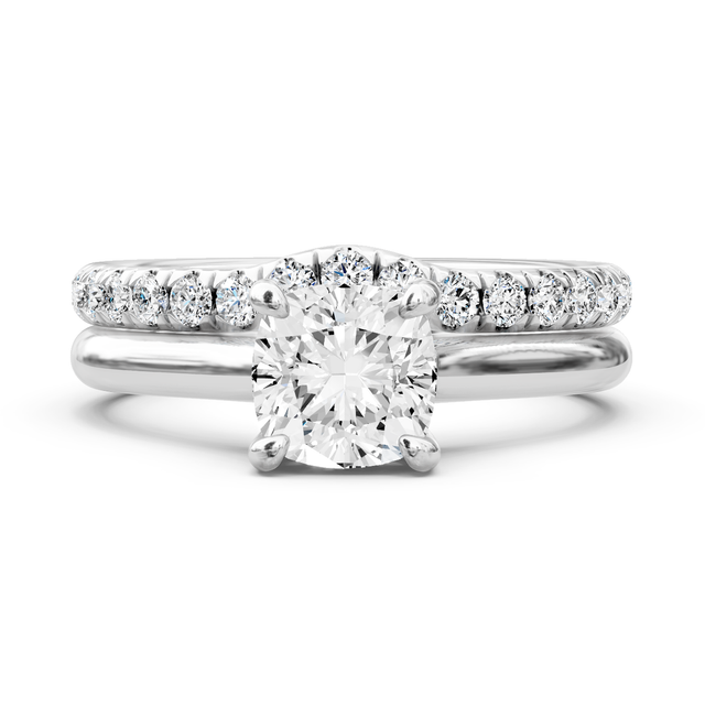 0.90-6.40 CT Cushion & Round Cut Lab Grown Diamonds - Bridal Set