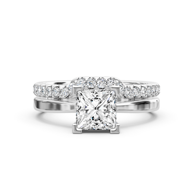 0.75-6.25 CT Princess & Round Cut Lab Grown Diamonds - Bridal Set