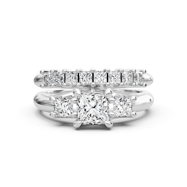 1.25-6.75 CT Princess Cut Lab Grown Diamonds - Bridal Set