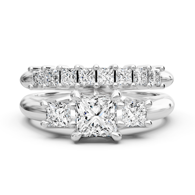 1.25-6.75 CT Princess Cut Lab Grown Diamonds - Bridal Set