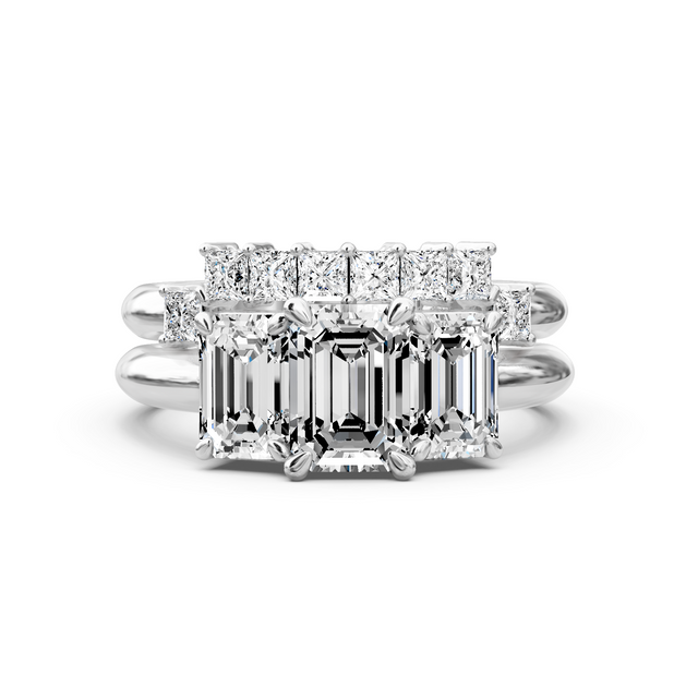 2.10-7.60 CT Emerald & Princess Cut Lab Grown Diamonds - Bridal Set