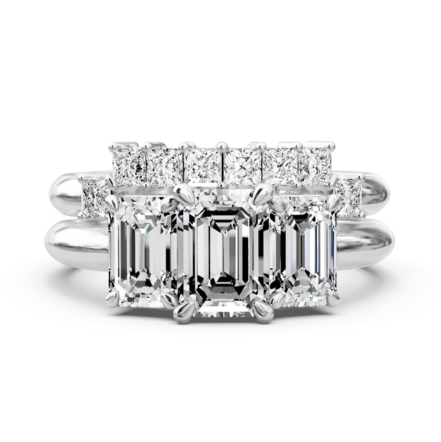 2.10-7.60 CT Emerald & Princess Cut Lab Grown Diamonds - Bridal Set