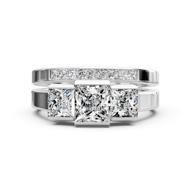 1.80-7.30 CT Princess Cut Lab Grown Diamonds - Bridal Set