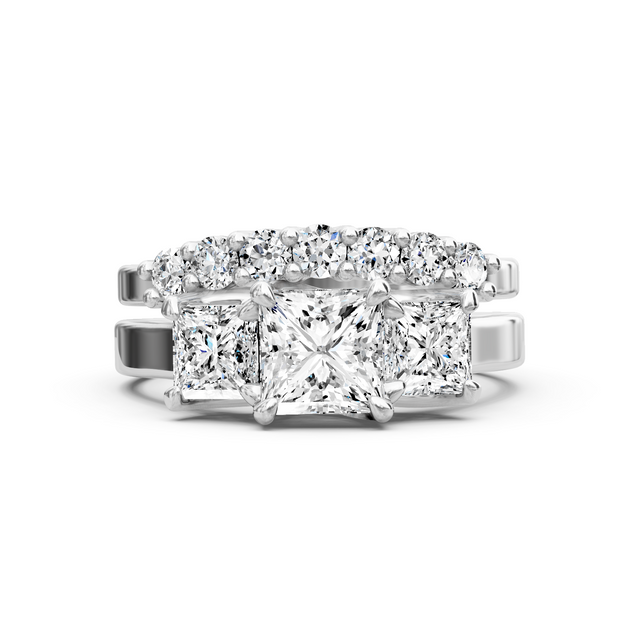 1.90-7.40 CT Princess & Round Cut Lab Grown Diamonds - Bridal Set