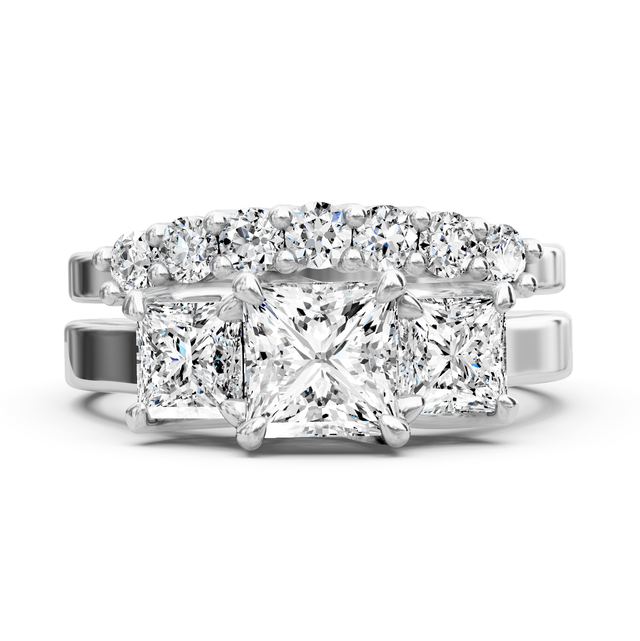 1.90-7.40 CT Princess & Round Cut Lab Grown Diamonds - Bridal Set