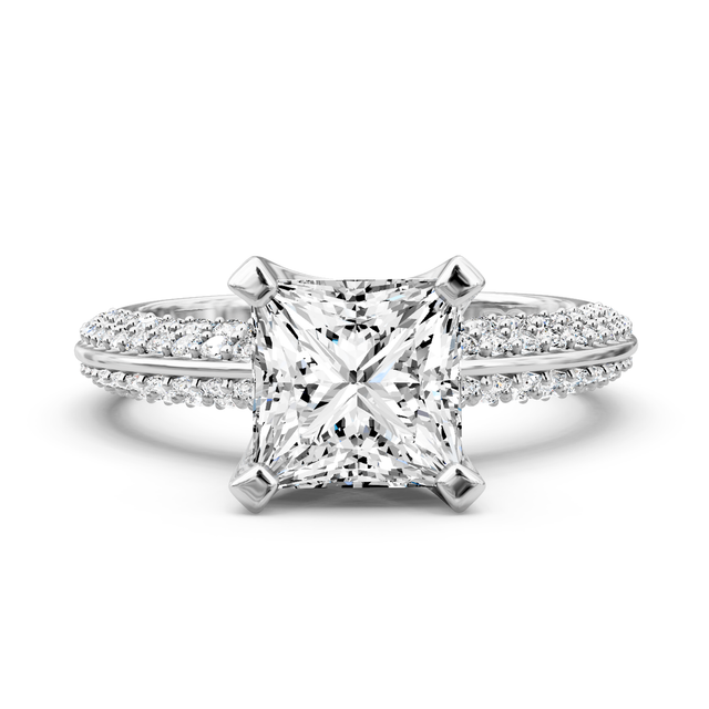 0.95-6.45 CT Princess & Round Cut Lab Grown Diamonds - Halo Rings