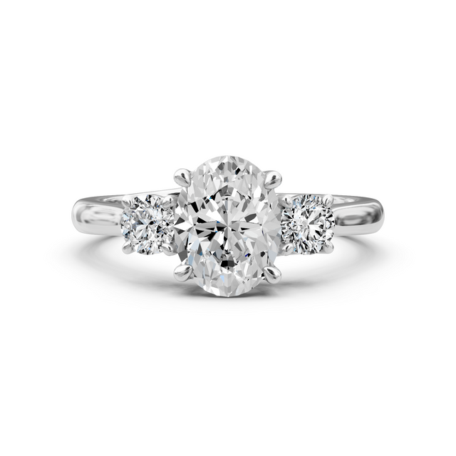 0.95-6.45 CT Oval & Round Cut Lab Grown Diamonds - Three Stone Rings