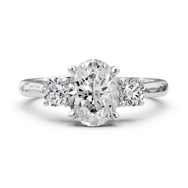 0.95-6.45 CT Oval & Round Cut Lab Grown Diamonds - Three Stone Rings