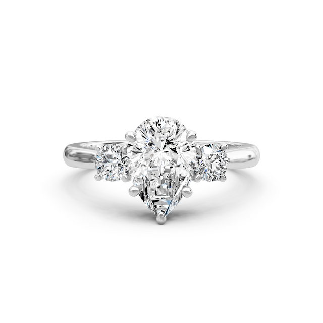 0.95-6.45 CT Pear & Round Cut Lab Grown Diamonds - Three Stone Rings