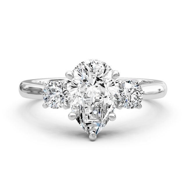 0.95-6.45 CT Pear & Round Cut Lab Grown Diamonds - Three Stone Rings