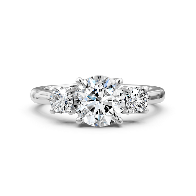 0.95-6.45 CT Round Cut Lab Grown Diamonds - Three Stone Rings