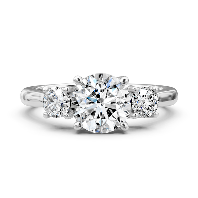 0.95-6.45 CT Round Cut Lab Grown Diamonds - Three Stone Rings