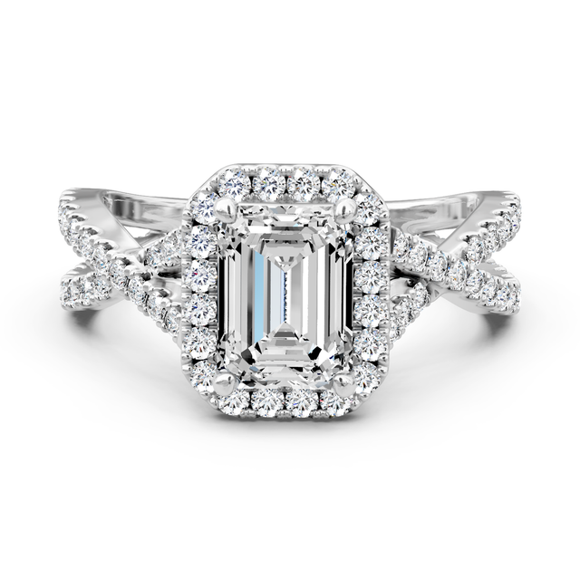 1.10-6.60 CT Emerald & Round Cut Lab Grown Diamonds - Halo Rings