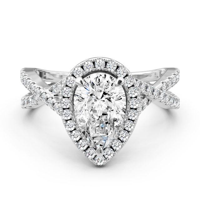 1.10-6.60 CT Pear & Round Cut Lab Grown Diamonds - Halo Rings