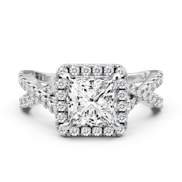 1.10-6.60 CT Princess & Round Cut Lab Grown Diamonds - Halo Rings
