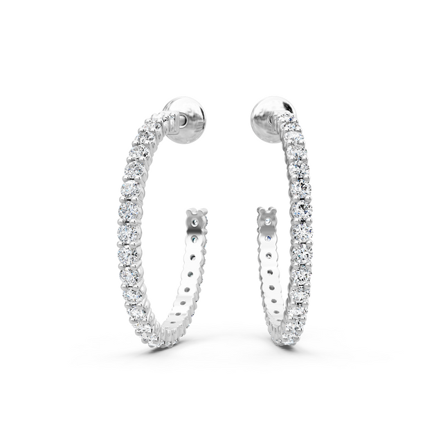 0.75-1.50 CT Round Cut Lab Grown Diamonds - Hoop & Drop Earrings