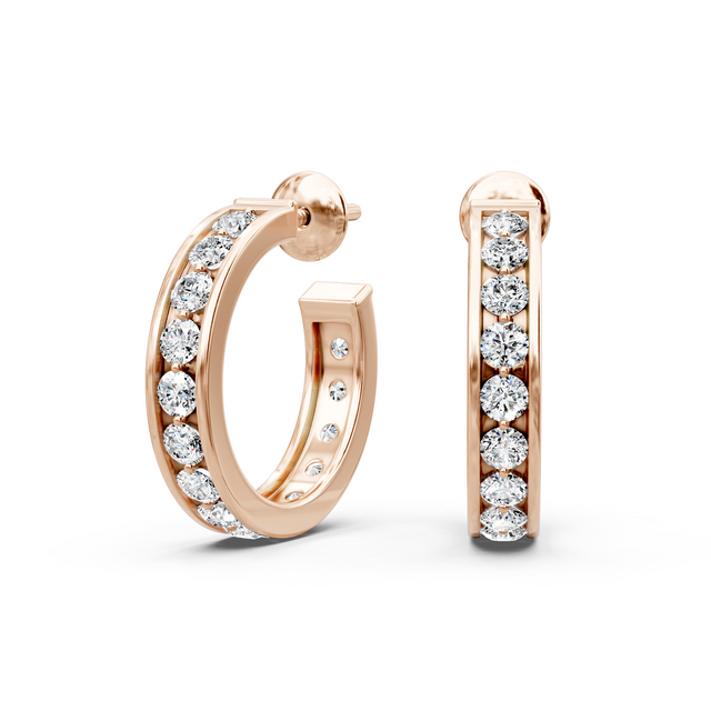 0.75-1.50 CT Round Cut Natural Diamonds - Hoop And Drop Earrings