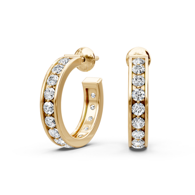 0.75-1.50 CT Round Cut Natural Diamonds - Hoop And Drop Earrings