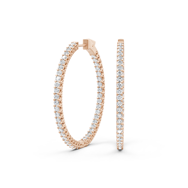 4.00-7.00 CT Round Cut Natural Diamonds - Hoop And Drop Earrings