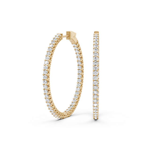 4.00-7.00 CT Round Cut Natural Diamonds - Hoop And Drop Earrings