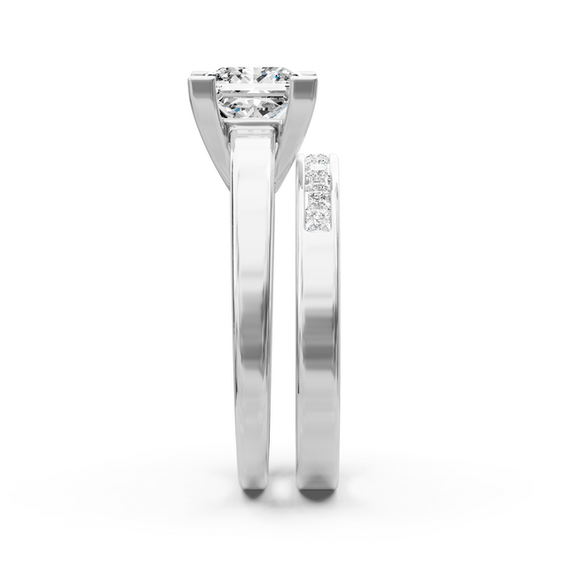 0.60-1.75 CT Princess Cut Natural Diamonds - Bridal Set