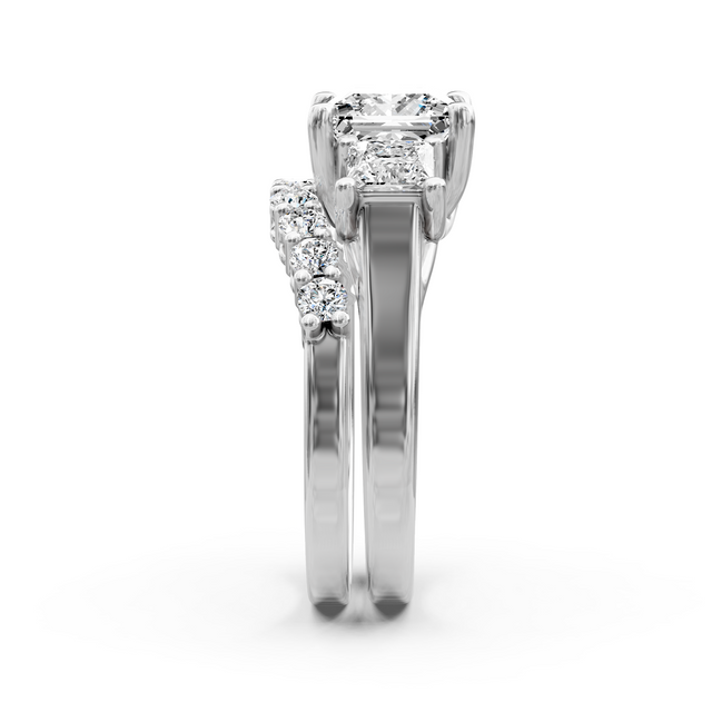 1.85-3.00 CT Princess & Round Cut Natural Diamonds - Bridal Set