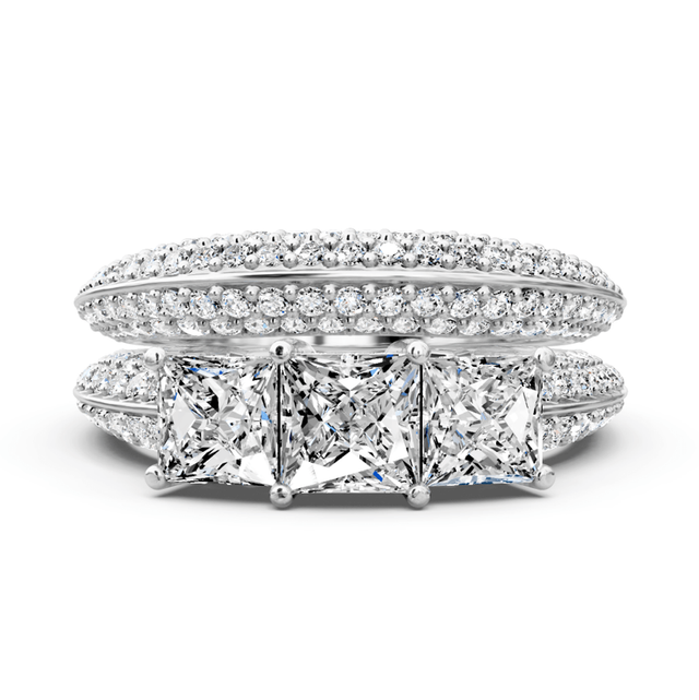 2.20-7.70 CT Princess & Round Cut Lab Grown Diamonds - Bridal Set