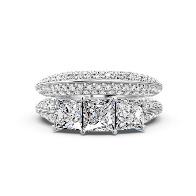 2.20-7.70 CT Princess & Round Cut Lab Grown Diamonds - Bridal Set