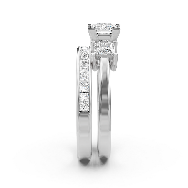 1.25-2.40 CT Princess Cut Natural Diamonds - Bridal Set