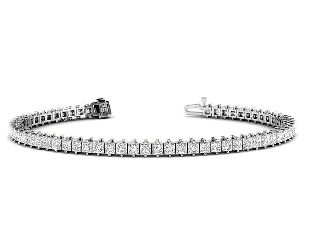5.00-9.00 CT Princess Cut Natural Diamonds - Tennis Bracelet