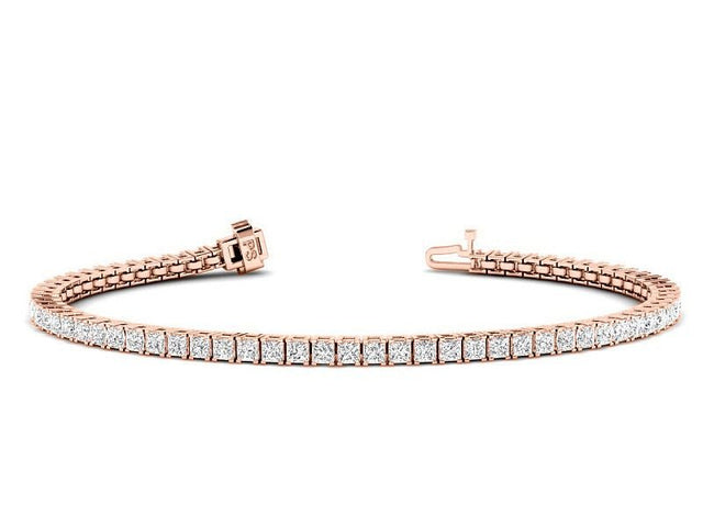 4.00-13.50 CT Princess Cut Natural Diamonds - Tennis Bracelet