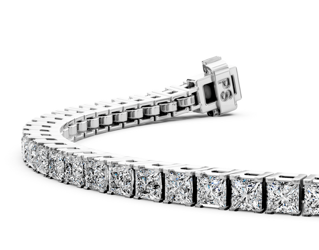 4.00-14.50 CT Princess Cut Lab Grown Diamonds - Tennis Bracelet